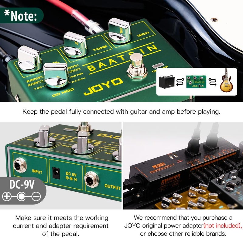 JOYO Pure Analog Overdrive & Distortion Multi Effect Pedal R Series 8 Classic OD/DS Sounds for Electric Guitar (Baatsin R-11) - Image 4